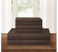 Elegant Comfort Luxurious Soft 1500 Thread Count Egyptian 6-Piece Premium Hotel Quality Wrinkle and Fade Resistant Coziest Bedding Set, Easy All Around Elastic Fitted Sheet, Deep Pocket, Full, Chocolate Brown