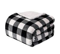 Elegant Comfort Luxury Luxury Ultra-Plush Velvet Touch Buffalo Plaid Fleece Throw-Manta reversible de respaldo de micromink sherpa de micromink suave