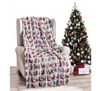 Elegant Comfort - Manta de forro polar con estampado navideρo de terciopelo de lujo, sϊper suave, decoraciσn del hogar con temαtica navideρa, man