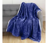 Elegant Comfort Manta Reversible de Sherpa sólida, para Todas Las Estaciones, súper Suave, acogedora y Afelpada, Manta Decorativa, Descansar, 50 x 60 Pulgadas, Manta Sherpa Azul Real
