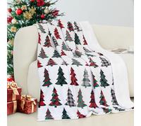 Elegant Comfort Manta Reversible y Ultra Afelpada de Franela Sherpa para Invierno, Ligera, Suave y acogedora, Manta Decorativa de Vacaciones, Descansar, 50 x 60 Pulgadas, árbol de