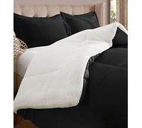 Elegant Comfort Microgamuza Reversible de plumón Alternativo, Franela de microgamuza, satén Negro, tamaño King