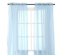 Elegant Comfort Panel Transparente de 2 Piezas con Bolsillo para Barra de 2 Pulgadas, Cortinas de Ventana de 60 Pulgadas de Ancho x 84 Pulgadas de Largo, Azul Claro