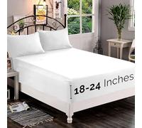 Elegant Comfort Sábana Bajera ultrasuave, 1500 Hilos, extraprofunda, 46 a 61 cm, para colchón Alto, sin Arrugas, Almacenamiento Inteligente, King, Color Blanco