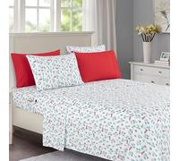 Elegant Comfort Sábanas Suaves de Lujo con patrón navideño 1500 Hilos de Microfibra, Suave, Resistente a Las Arrugas y a la decoloración (6 Piezas), tamaño Queen, árbol de Recogida