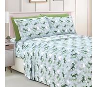 Elegant Comfort Sábanas Suaves de Lujo con patrón navideño 1500 Hilos de Microfibra, Suave, Resistente a Las Arrugas y a la decoloración (6 Piezas), tamaño King, Color Verde Alce a