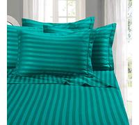 Elegant Comfort Softest and coziest 6-Piece Sheet Set-1500 Thread Juego de sábanas de 6 Piezas de Damasco a Rayas de Calidad egipcia, Resistente a Las Arrugas, Microfibra, Turquesa, Rey, 6