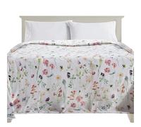 Elegant Comfort Ultra Soft Print Flannel Fleece Bed Blanket, Cozy-Fuzzy Lightweight Bedspread Coverlet, All Season Decorative Blanket for Couch, Sofa, Floral Design, King Size, Bloom