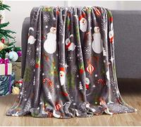 Elegant Comfort Velvet Touch - Manta de Forro Polar Ultra Afelpada con Estampado navideño, 50 x 60 Pulgadas (Papá Noel muñeco de Nieve, Gris)
