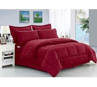Elegant Comodidad Resistente a Las Arrugas - Sedoso Suave Dobby Stripe Bed-in-a-Bag 8 Piezas Comforter Set - -Hypoallergenic - King Burdeos