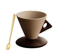 Elegant Conical Coffee Cup with Wooden Base, 250ML Elegant Conical Coffee Cup, Creative Cone Tea mug set with Base, Fun Triangle Handle for home and office use (UFO Base,250ML)
