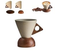Elegant Conical Coffee Cup with Wooden Base, Creative Cone coffee cup set, Triangle Handle Design for home, restaurant, party and office use (A#150ml)