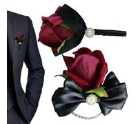 Elegant Corsage Boutonniere - Floral Wrist Pair, 3.35 Inches Event Styling with Design Use, Fresh Flower Arrangement, Formal Wear Accessory, Wedding Set for Bridesmaids Groomsmen Guests Ceremony