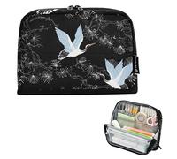 Elegant Cranes - Bolsas de almacenamiento para lápices con cremallera, estuche grande para lápices para adolescentes y niñas, color negro, artículos de papelería para niños, suministros de vuelta a la