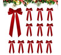 Elegant Crimson Ribbons - Traditional Winter Garland Tie, Plush Large Knot with Clip, Soft Fabric Texture with Fastener, Ornament Functional Supply, Classic Tree Topper for Farmhouse, Wall, Mantel