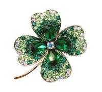Elegant Crystal Shamrock Pin Irish Lucky Clovers Brooch Lightweight Fashion Accessory for Women