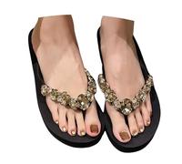 Elegant Crystal Summer Sandals for with Thick Platform Sole Comfortable Open Toe Slippers for Casual Wear, Le Noir, 36 EU