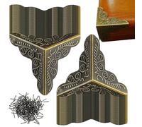 Elegant Edge Guard para muebles - Esquina de polvo de escalera de latón, acento victoriano | 100pcs Protectores de esquina metálicos, escalera de madera y decoración de muebles Prevención de