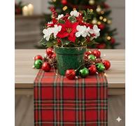 Elegant Event Essentials - Camino de mesa de tartán rojo de 12 x 108 pulgadas (1 pie x 9 pies) - Patrón tradicional de tartán escocés - Tela duradera y versátil - Versatilidad - Para celebración de