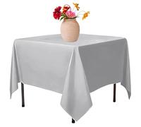 Elegant Event Essentials - Mantel cuadrado de poliéster liso para decoración del hogar, bodas, fiestas, comedor, cafetería, restaurante y banquetes, sin manchas ni arrugas, lavable, color gris, 101 x