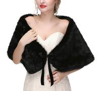 Elegant Faux Furs Bridal Shawl Wrap for Wedding Dress Formal Event Furry Capes Bridesmaids Bows Tie Front Stoles Scarf Wedding Dress Shawl Wrap
