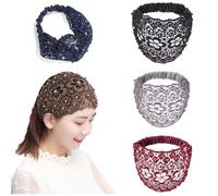 Elegant Floral Beaded Wide Headbands for Women, 3pcs Set Boho-Chic Crystal & Pearl Embellished Wide Headbands, 2025 New Lace Elastic Headband Hair Weddings, Vacations & Daily Styling(E-3PCS)