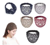 Elegant Floral Beaded Wide Headbands for Women, 3pcs Set Boho-Chic Crystal & Pearl Embellished Wide Headbands, 2025 New Lace Elastic Headband Hair Weddings, Vacations & Daily Styling(5PCS)