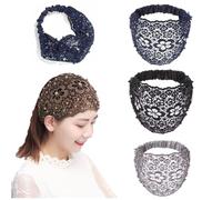 Elegant Floral Beaded Wide Headbands for Women, 3pcs Set Boho-Chic Crystal & Pearl Embellished Wide Headbands, 2025 New Lace Elastic Headband Hair Weddings, Vacations & Daily Styling(C-3PCS)