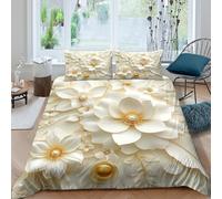 Elegant Floral Funda Edredon Microfibra Juego de Ropa de Cama de 3 Piezas Impresión 3D Cierre de Elegant Floral diseño Funda de Edredón Funda de Almohada a Juego Suave for Ancianos Single（140x200cm）