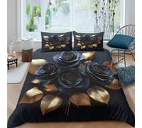 Elegant Floral Funda Edredon Microfibra Juego de Ropa de Cama de 3 Piezas Impresión 3D Cierre de Elegant Floral diseño Funda de Edredón Funda de Almohada a Juego Suave for Adolescentes （140x200cm）