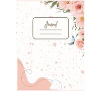 Elegant Floral Journal for Women - Ruled book with Soft Pink Cover & Butterfly Design