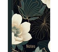 Elegant Floral Notebook - Modern Black & Cream Botanical Journal for Women - 7.5 x 9.25 inches, College Ruled - Nature Composition Notebook - Stylish Gift for Writing, Reflection, or Poetry
