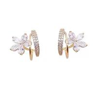 Elegant Flower Claw Micro-Set Cubic Zirconia for Women Daily Wear Stud Earrings