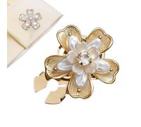 Elegant Flower Cufflinks, Pearl Jewelry Shirt Fastener, 2 pares de metal clip con cierre seguro, pulido aleación de acceso, Cuff Link With Floral Style, Cufflinks For Wedding Events, Gold, Zinc, Sin