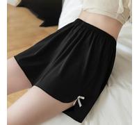 Elegant For Women's Summer Ice Silk Shorts with Stylish Bow Bottom Skirt Design for Leisure Time (L Negro)