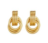 Elegant Geometric Circle Earrings For Women - Copper Tube, 2x2x3.7cm - Modern Hoop Stud Earrings - Dangle Jewelrys