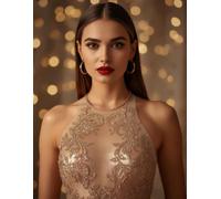 Elegant Glamour Fashion Glow Journal: 100 Wide Ruled Pages for Makeup Artists and Fashion Lovers, Aesthetic Bokeh Lights Notebook with Beautiful Woman and Luxury Gold Embroidery Details
