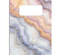 Elegant Gold Agate Notebook: 110 Page Wide Ruled Lined Journal, 8.5 x 11 Large Size for Women, Students, & Teens: Aesthetic Pastel Marble Geode Stone Composition Book