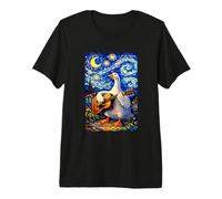 Elegant Goose Playing Guitar Whimsical Art Music Camping Camiseta Premium