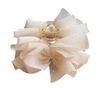 Elegant Hair Accessories - Lace Mesh Bow Claw Clip, Large Strong Grip Nonslip Hairdressing Claw Black Or White, For Thick Thin Hair