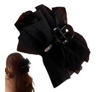 Elegant Hair Accessories - Lace Mesh Bow Claw Clip, Large Strong Grip Nonslip Hairdressing Claw Black Or White, For Thick Thin Hair