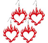 Elegant Heart Flame Pendants Fashion Acrylic Earrings for Women Occasion