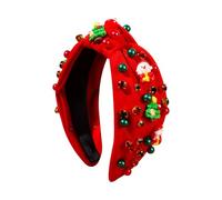 Elegant Holiday Hairhoop - Christmas Headband for Ladies Cosplay | Fabric with Rhinestones Resin Accent, Stylish Pearl Design, Decorative Accessory, Family Gathering Office Party