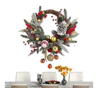 Elegant Holiday Ring - Christmas Door Wreath for Winter | ABS Frame with Silk Flowers, Light-Up Seasonal Garland, Indoor Outdoor Decoration for Window Garage Home Event Setup