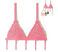 Elegant Home Door Hook, Floral Cut-Out Design for Organization, Overdoor Hanger Hook for Coats Bags and Keys (Pink)