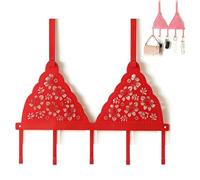 Elegant Home Door Hook, Floral Cut-Out Design for Organization, Overdoor Hanger Hook for Coats Bags and Keys (Red)