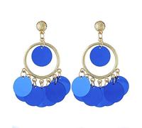 Elegant Jewelry European and American Bohemian Sequined Color Nightclub Exaggerated Popular Temperament Earrings Geometric Pearl Earrings,Size:One Size,Colour:White