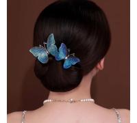 Elegant Lazy Hair Curler, Butterfly Bun Maker, Simple Fast Spiral Hair Braid Braiding Clip, French Twist Hairstyle Bun Hair Accessories, Lazy Half Ball Hairpin (Blue Butterfly)