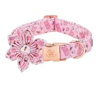 Elegant little tail Collar de perro de Pascua, conejo rosa con color huevo, collar de perro con flores, collares suaves para mascotas, collares ajustables para cachorros para perros medianos