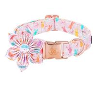 Elegant little tail Collar de perro de Pascua, conejo rosa con color marinero, collar de perro con flores, collares suaves para mascotas, collares ajustables para cachorros para perros XL